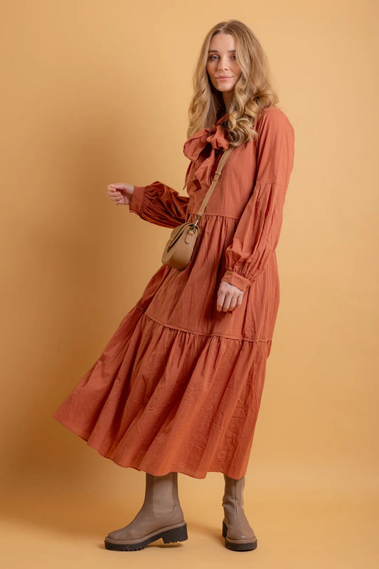 Imogen Shirt Dress - Rust Cotton