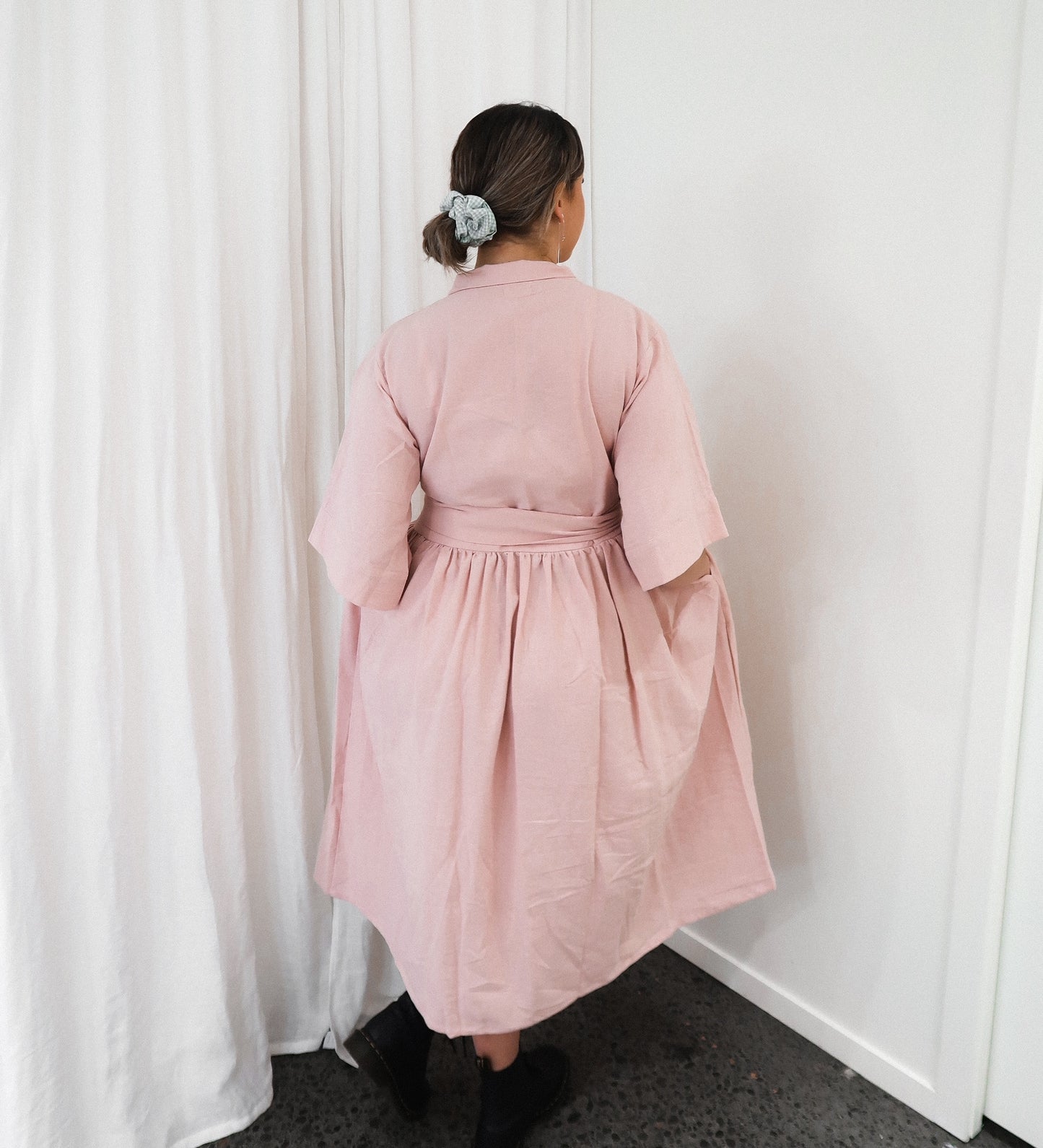 Dusty Pink Kimono Midi Dress