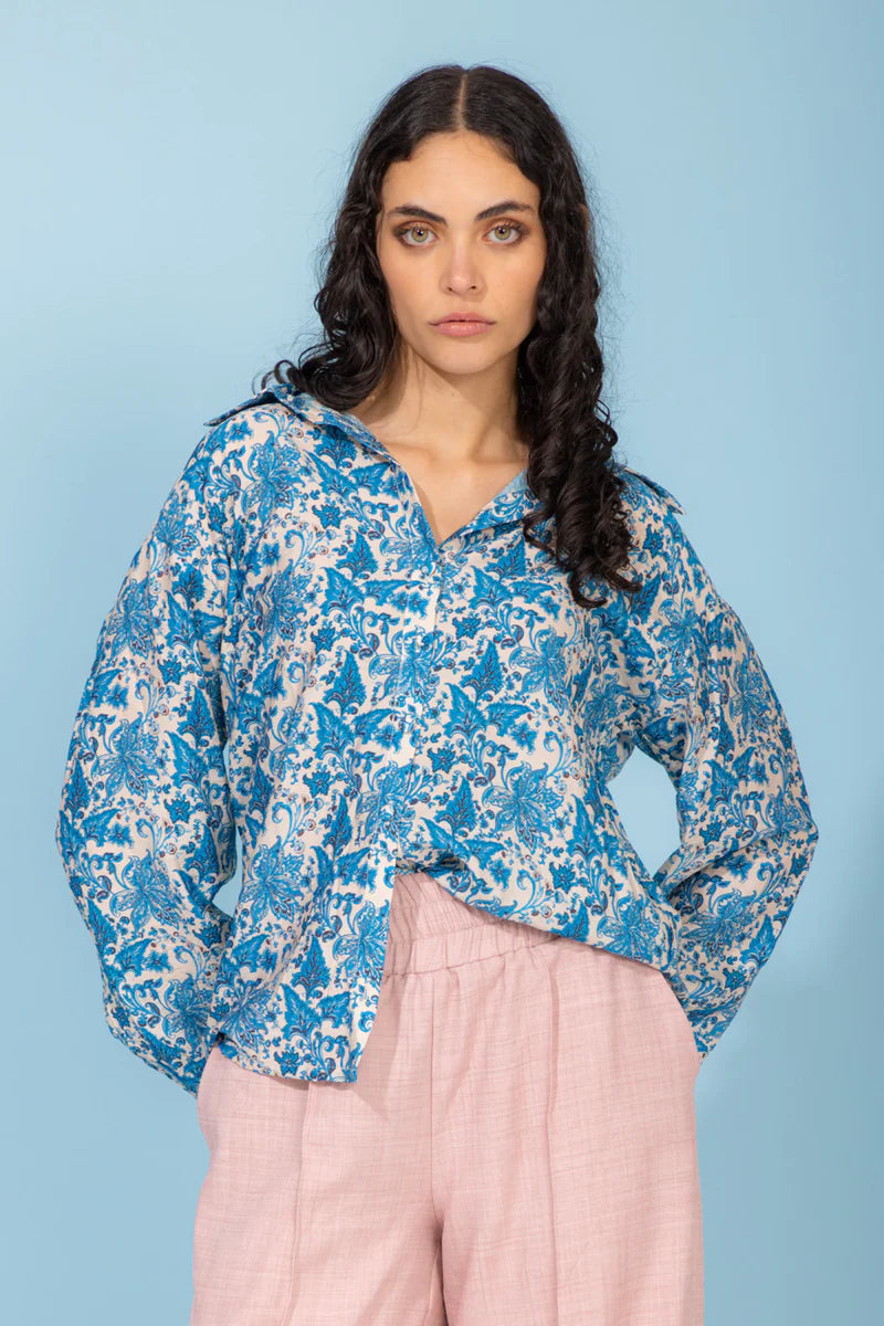 Maddi Shirt Blue Print – Wicker & Co New Zealand
