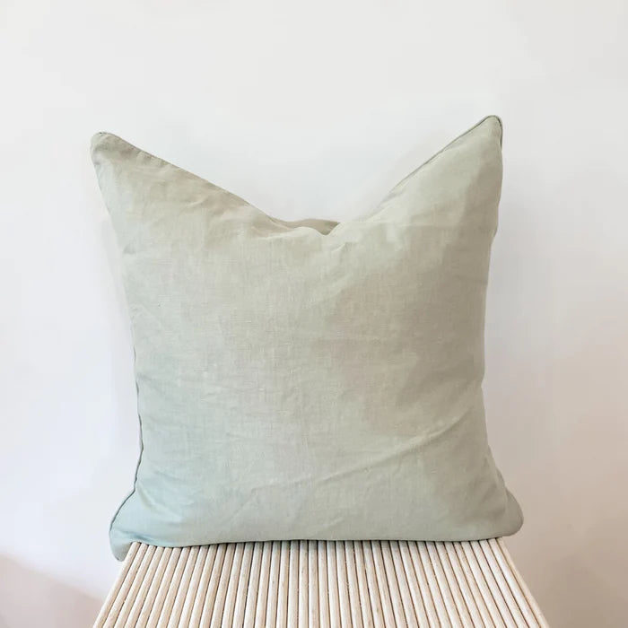 100% French Flax Linen Feather Filled Cushion - Sage