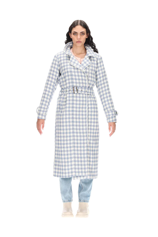 Giselle coat blue and white check