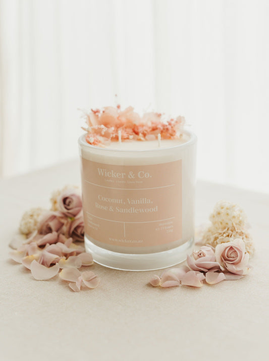 Extra Large Peach Floral Veluto Candle