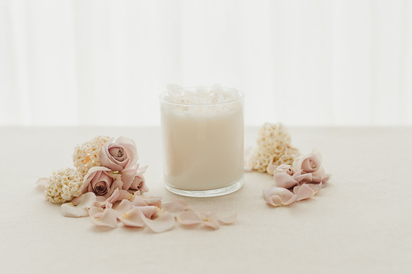 White Hydrangea Candle in Pink Peony