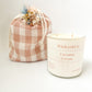 Wicker&Co Candle with Linen Bag & Flower Posey - Coconut
