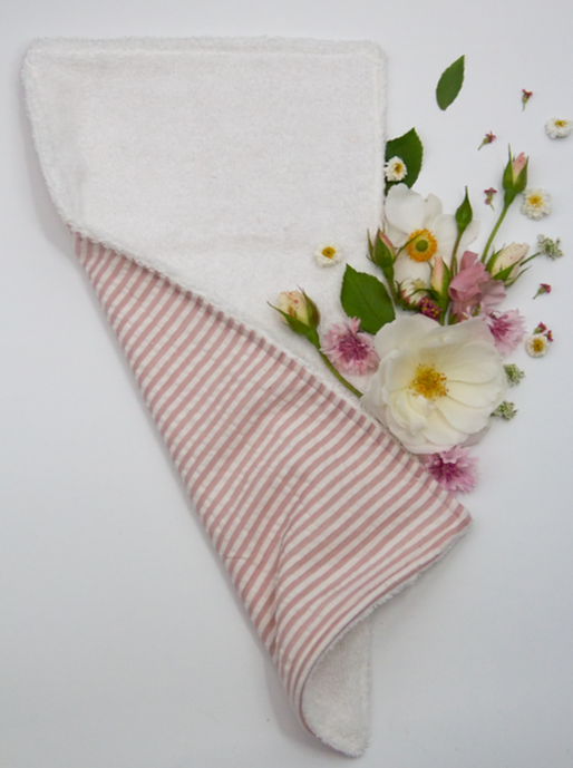 Re-usable Burp Cloth - Pink + White Stripe