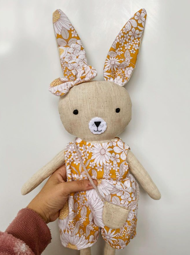 Hand Made Linen  Bunny - Mandarin