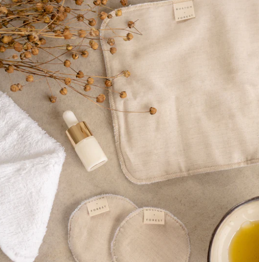 Linen/Toweling Face Cloth - Oatmeal