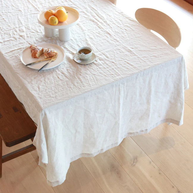 100% French Flax Linen Tablecloth - Natural Oat