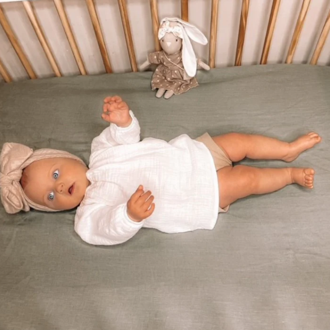 100% French Flax Linen Fitted Cot sheet - Lichem