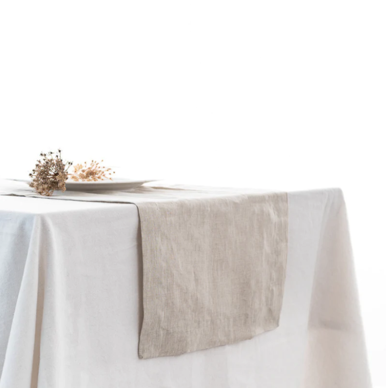 100% French Flax Linen Table Runner - Natural Oat
